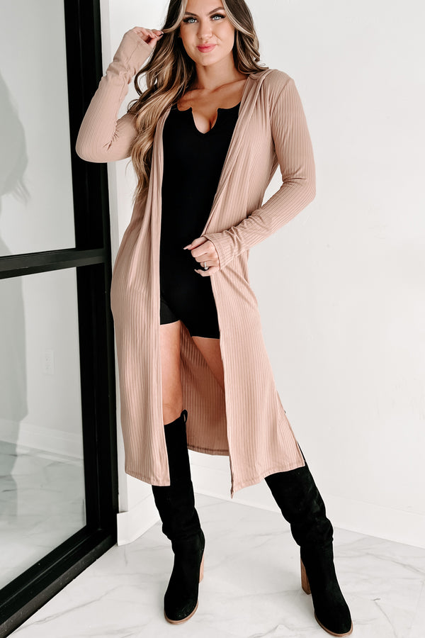 Holiday Steal- Tori Ribbed Hooded Cardigan (French Taupe) - NanaMacs