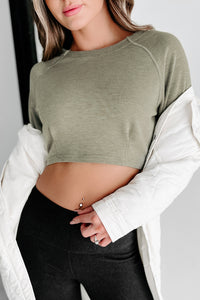 Winning Attitude Raglan Sleeve Crop Top (Olive) - NanaMacs