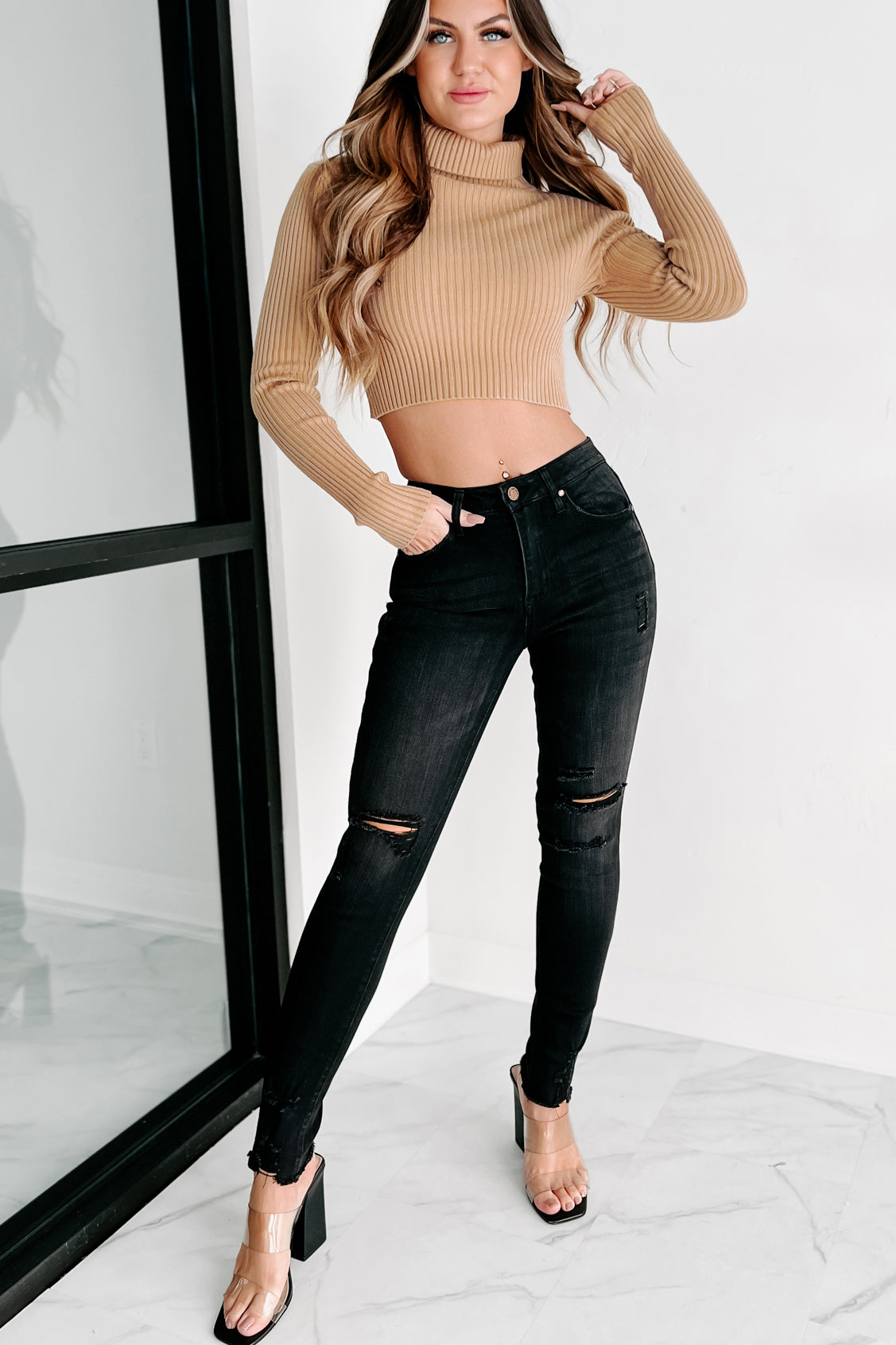 Holiday Steal- Honor Bound Mid-Rise Distressed Skinny Jeans (Black) - NanaMacs