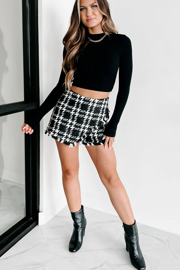 Thankful For You Houndstooth Skort (Black) - NanaMacs