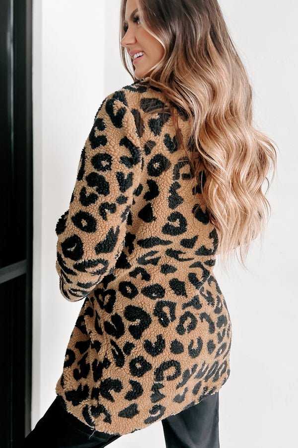 All About The Attention Teddy Sherpa Leopard Coat (Brown) - NanaMacs