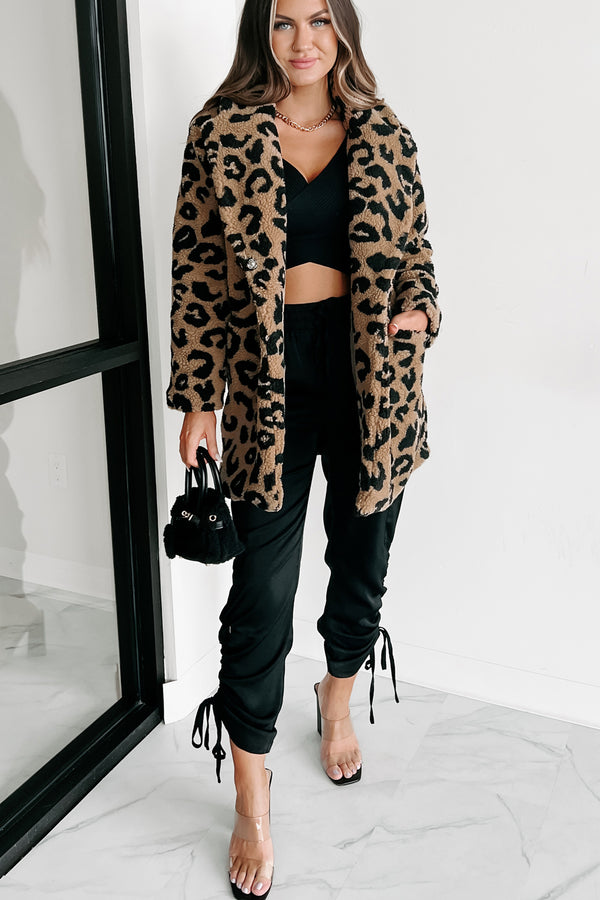 All About The Attention Teddy Sherpa Leopard Coat (Brown) - NanaMacs