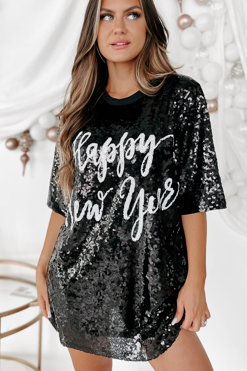 Silver sequin outlet t shirt dress