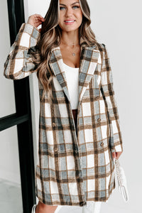 Heading Downtown Plaid Coat (Brown Multi) - NanaMacs