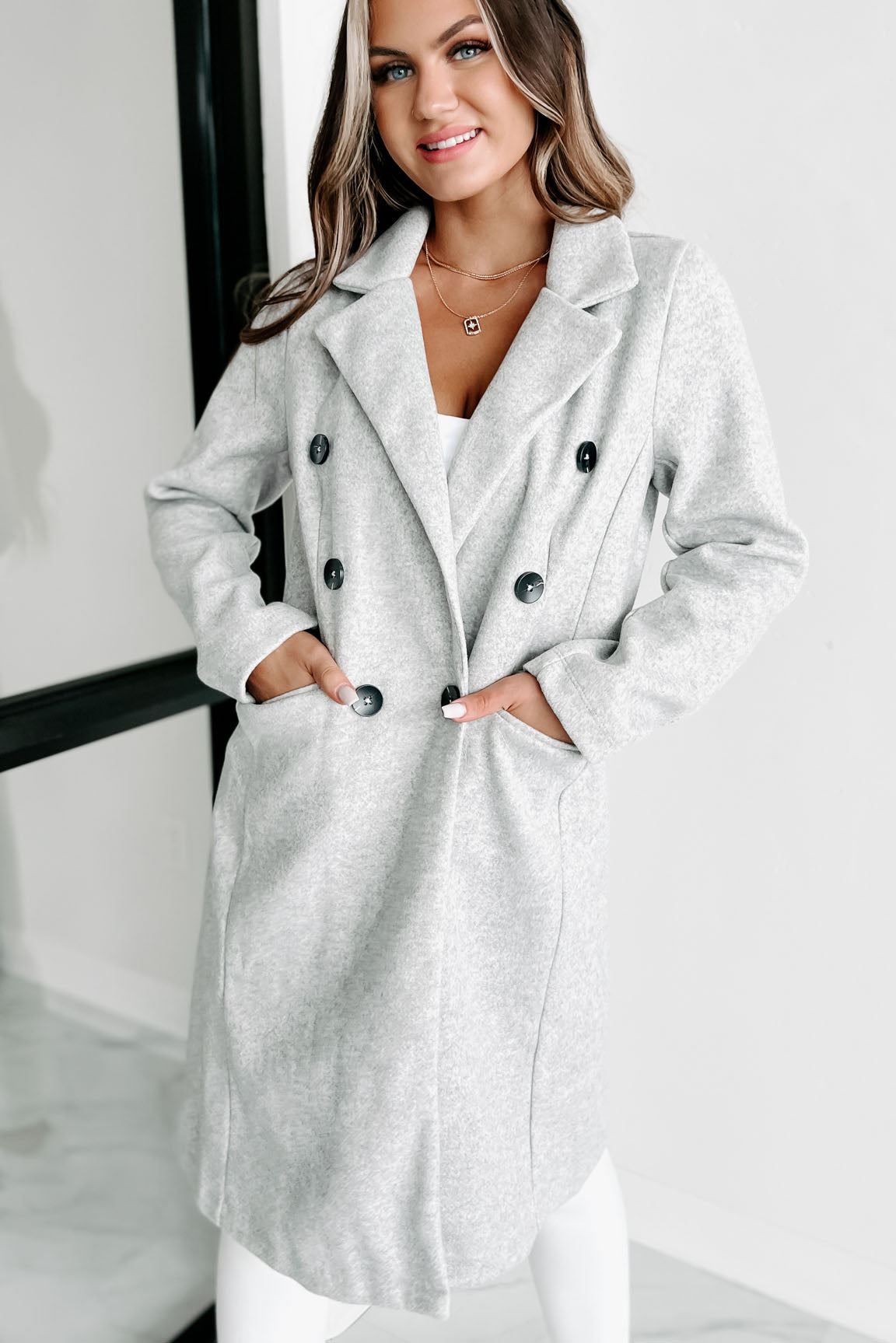 Inspiring Confidence Single Button Coat (Heather Grey) - NanaMacs