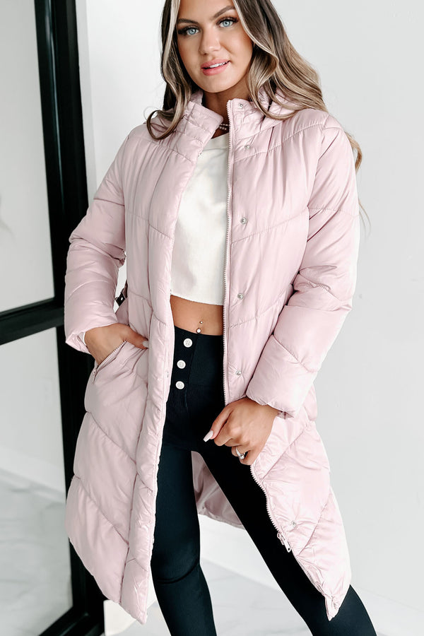 Igloos & Icicles Belted Puffer Coat (Dusty Pink) - NanaMacs