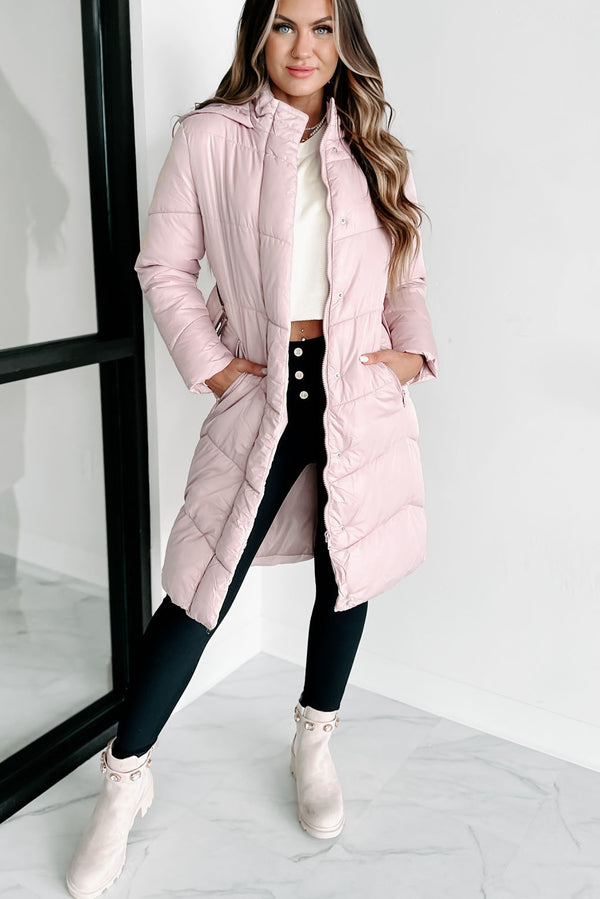 Igloos & Icicles Belted Puffer Coat (Dusty Pink) - NanaMacs