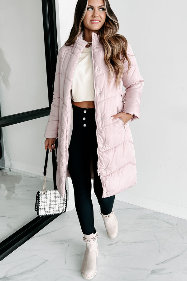 Igloos & Icicles Belted Puffer Coat (Dusty Pink) - NanaMacs