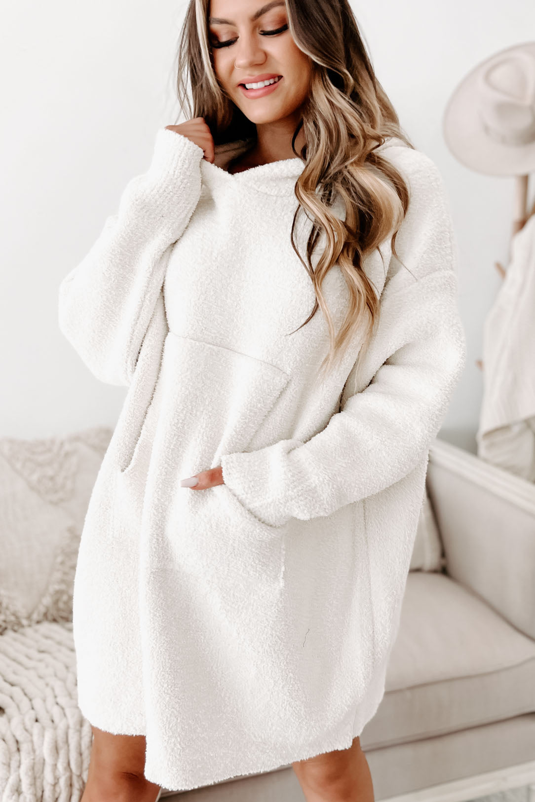 My Only Comfort Plush Knit Blanket Hoodie (Ivory) – NanaMacs
