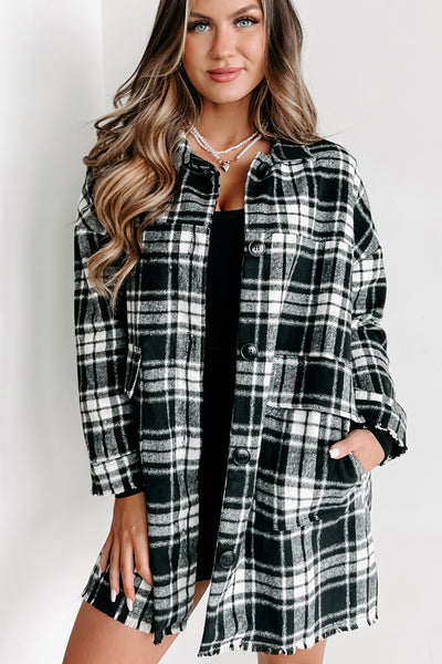 Gaining Momentum Plaid Shacket (Black) - NanaMacs