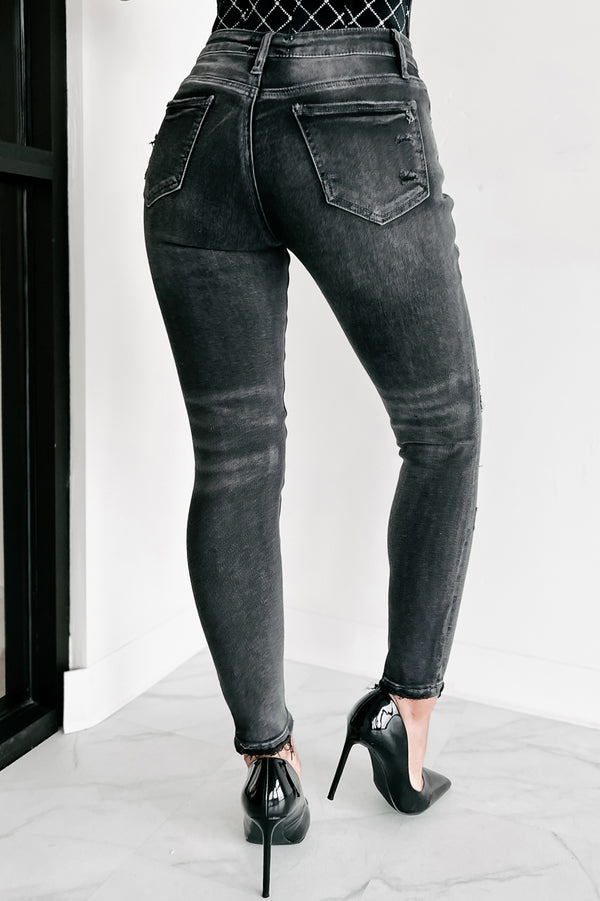 Whatever You Like Mid-Rise Distressed Special A Skinny Jeans (Grey) - NanaMacs