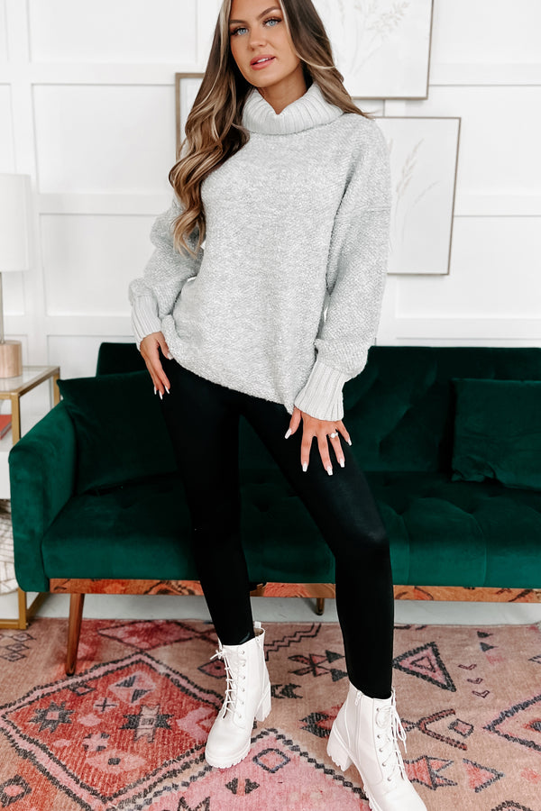 Slippery Slope Turtleneck Sweater (Heather Grey) - NanaMacs