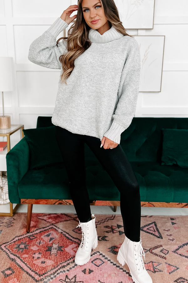 Slippery Slope Turtleneck Sweater (Heather Grey) - NanaMacs