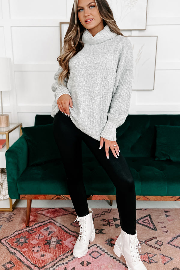 Slippery Slope Turtleneck Sweater (Heather Grey) - NanaMacs