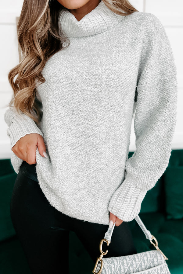 Slippery Slope Turtleneck Sweater (Heather Grey) - NanaMacs