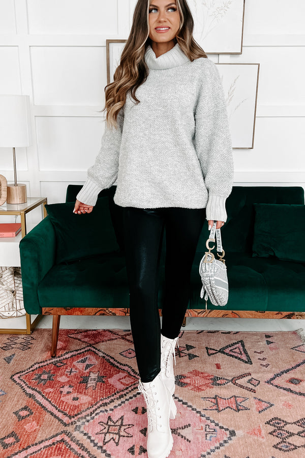 Slippery Slope Turtleneck Sweater (Heather Grey) - NanaMacs