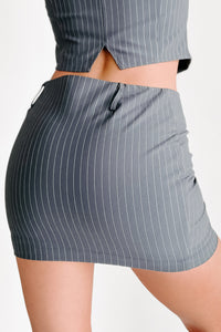 Follow The Money Pin Stripe Two-Piece Set (Dark Grey) - NanaMacs