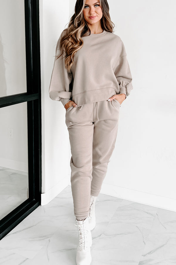 Just Admit It Sweatshirt & Jogger Two-Piece Set (Ash Mocha) - NanaMacs