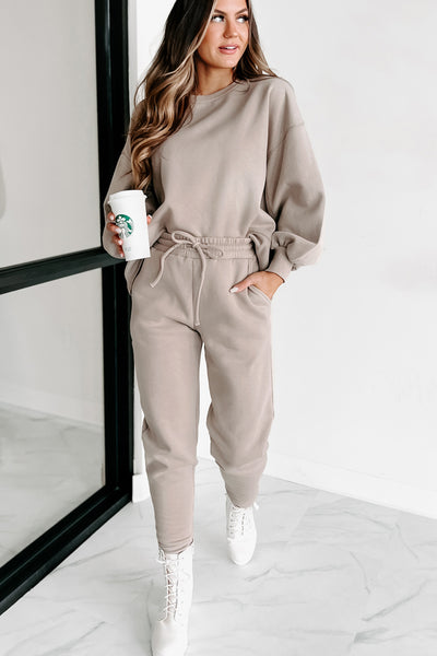 Just Admit It Sweatshirt & Jogger Two-Piece Set (Ash Mocha) - NanaMacs