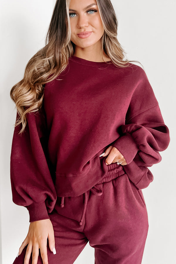 Just Admit It Sweatshirt & Jogger Two-Piece Set (Dark Burgundy) - NanaMacs