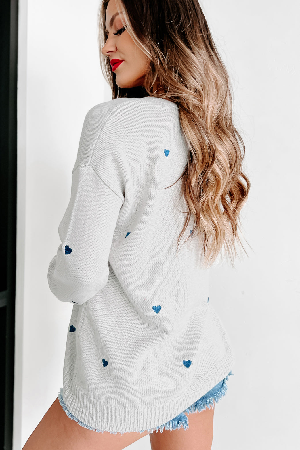 Intense Feelings Embroidered Heart Sweater (Heather Grey) - NanaMacs
