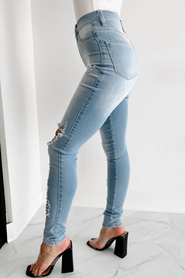 Anika High Rise Distressed Skinny Jeans (Light Stone) - NanaMacs