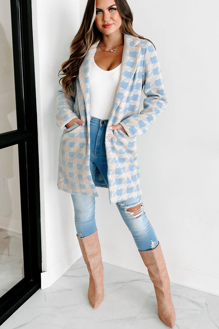 Pay Your Dues Plaid Coat (Blue) - NanaMacs