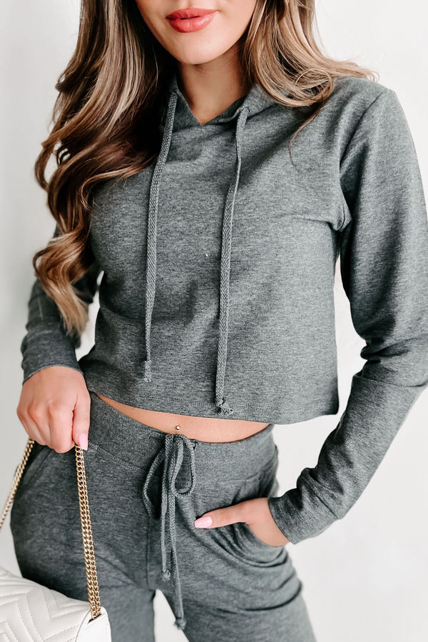 Tear Up This Town Hooded Top & Joggers Two-Piece Set (Grey) - NanaMacs