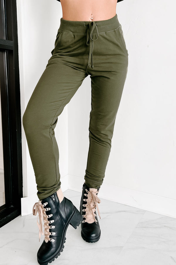 Tear Up This Town Hooded Top & Joggers Two-Piece Set (Olive) - NanaMacs