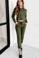 Tear Up This Town Hooded Top & Joggers Two-Piece Set (Olive) - NanaMacs