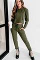 Tear Up This Town Hooded Top & Joggers Two-Piece Set (Olive) - NanaMacs