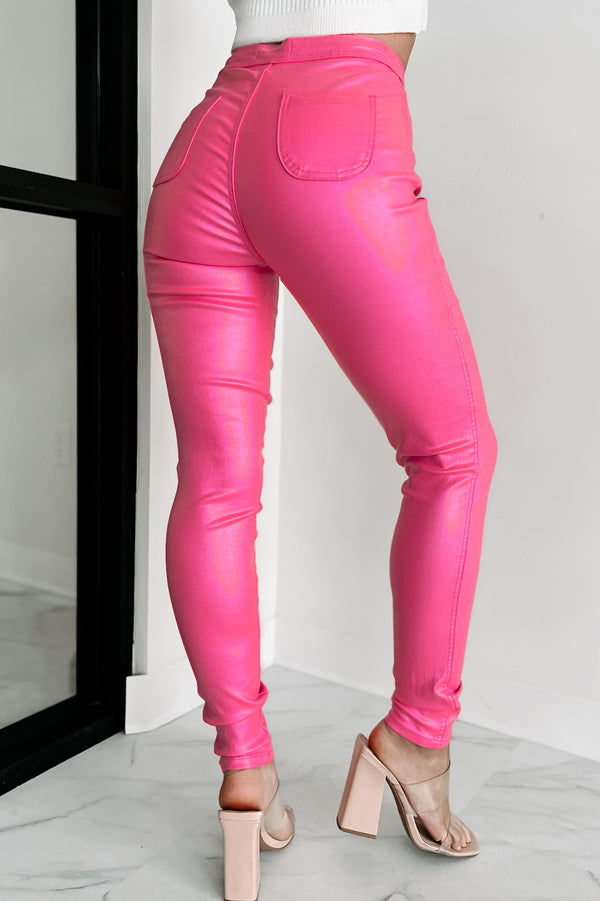 Space Cowboy Metallic Coated Jeggings (Metallic Pink) - NanaMacs