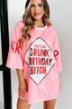"Drunk Birthday Bitch" Sequin Mini Dress (Pink) - NanaMacs