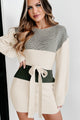 Winter Wonders Colorblock Sweater Dress (Olive/Ivory) - NanaMacs