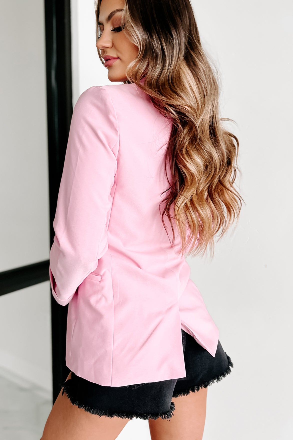 Executive Order Open Front Blazer (Pink) - NanaMacs