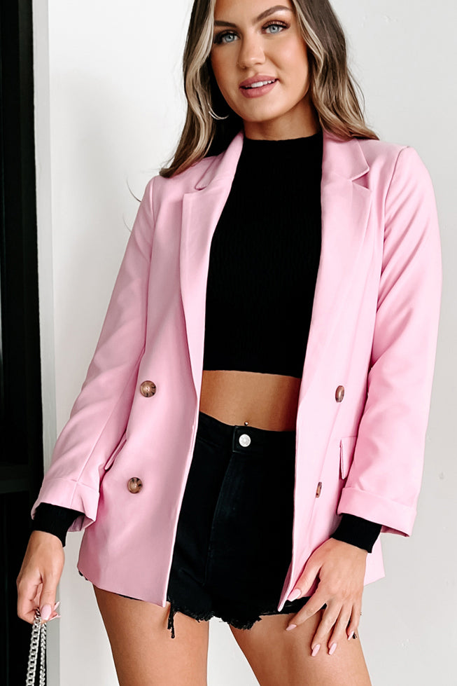 Executive Order Open Front Blazer (Pink) - NanaMacs