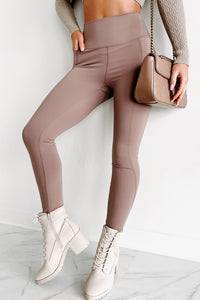 Personal Best High Waist Side Pocket Leggings (Cocoa) - NanaMacs