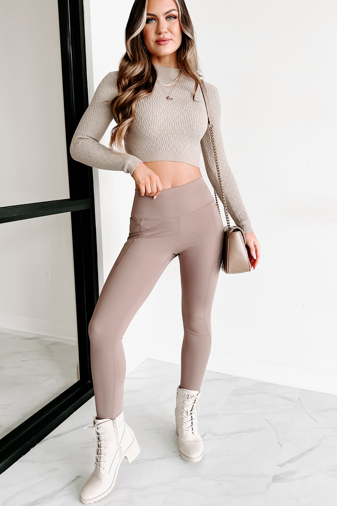 Personal Best High Waist Side Pocket Leggings (Cocoa) - NanaMacs