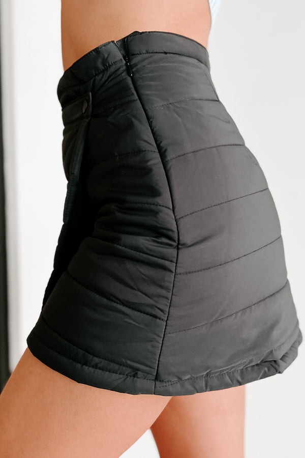 She's All That Faux Wrap Mini Skirt (Black) - NanaMacs