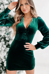 All Eyes On Me NanaMacs Original Velvet Mini Dress (Emerald Green) - NanaMacs