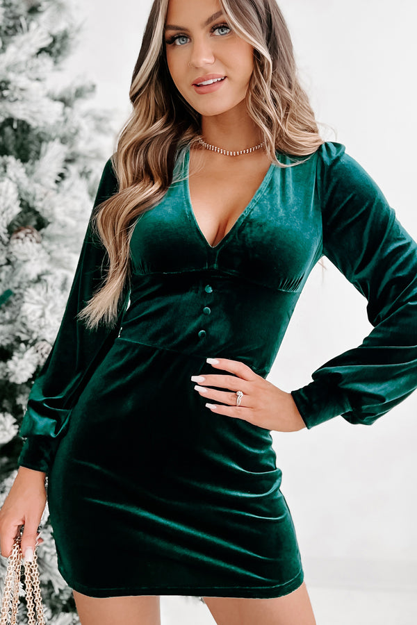 All Eyes On Me NanaMacs Original Velvet Mini Dress (Emerald Green) - NanaMacs