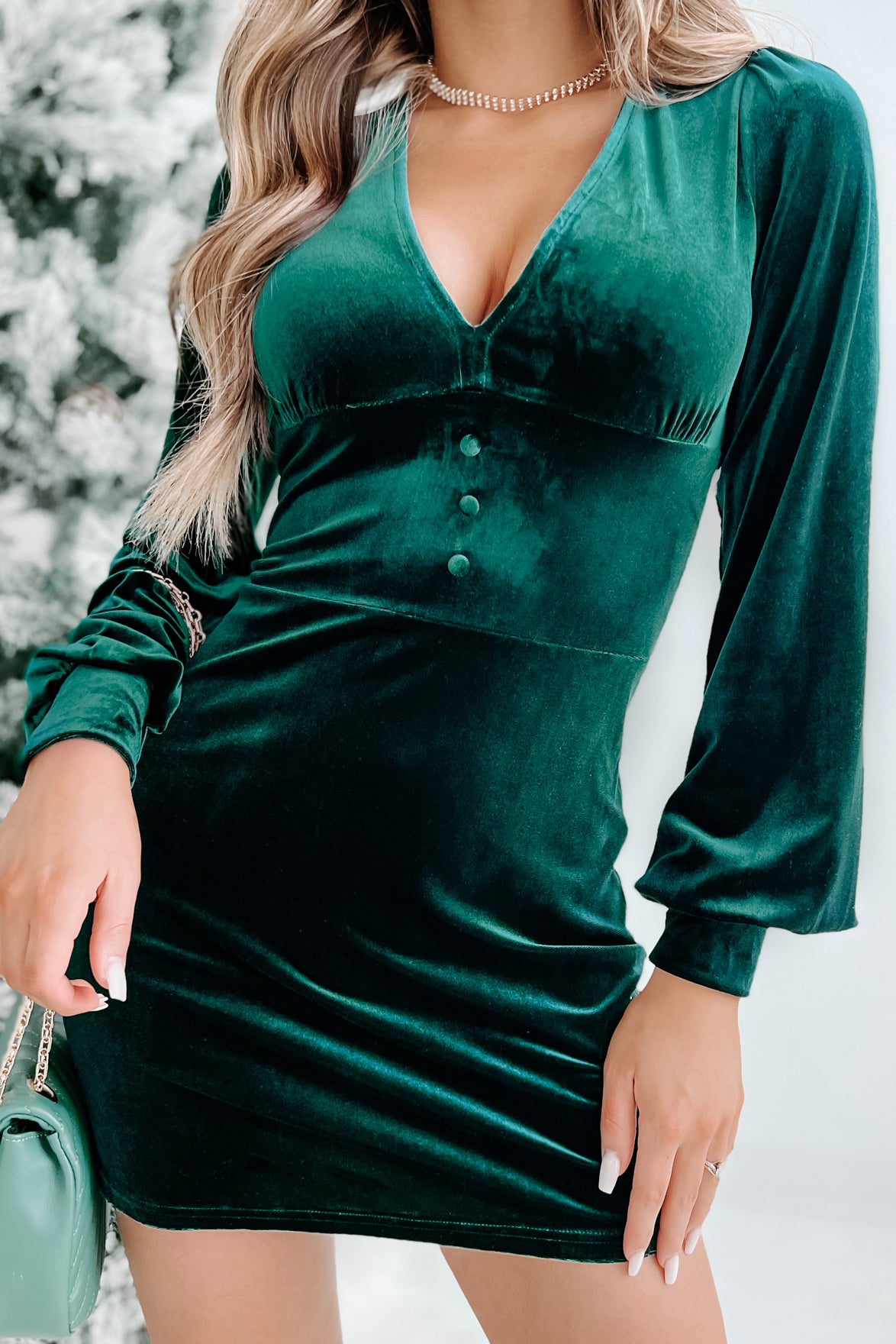 All Eyes On Me NanaMacs Original Velvet Mini Dress (Emerald Green) - NanaMacs