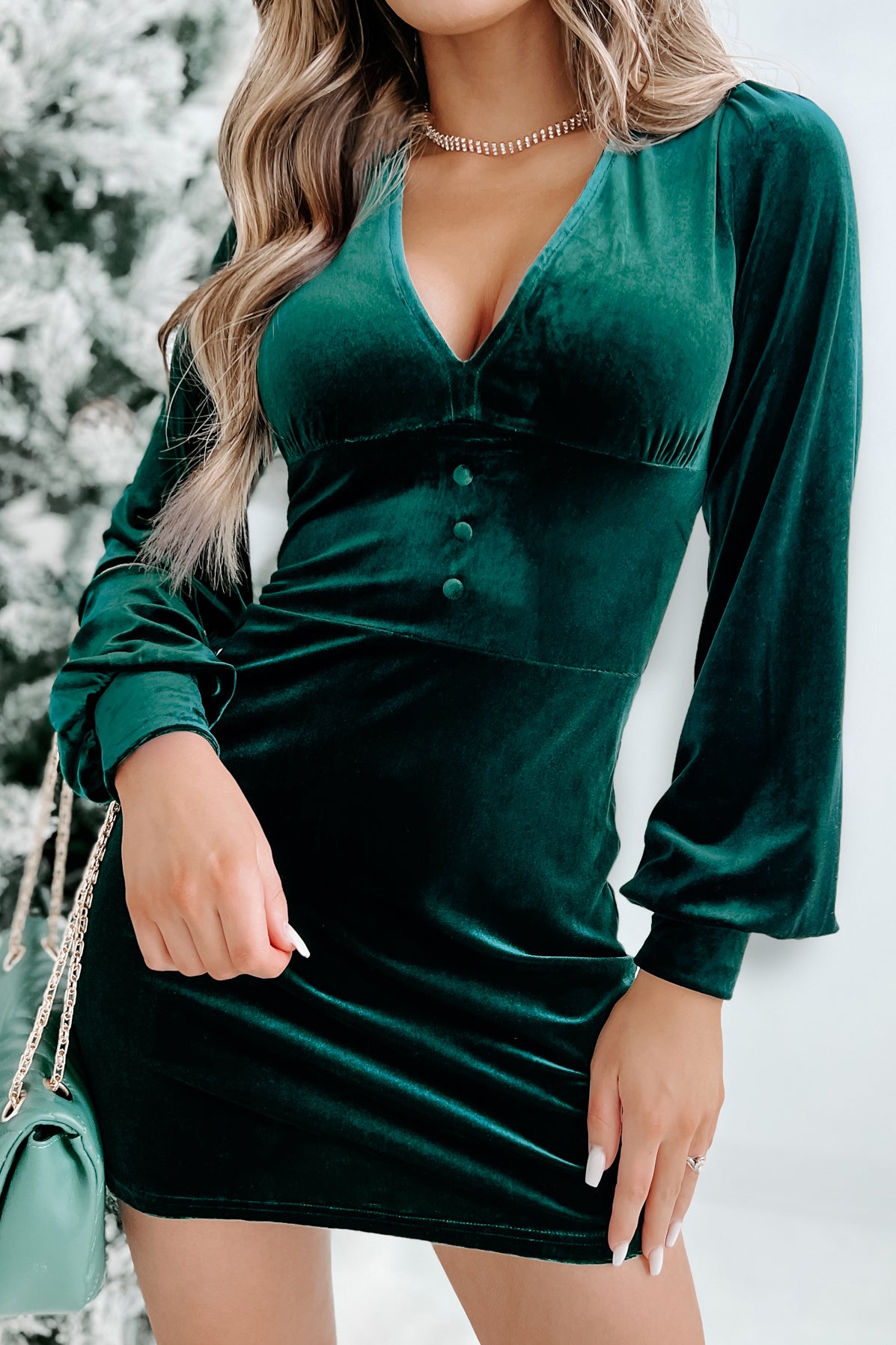 All Eyes On Me NanaMacs Original Velvet Mini Dress (Emerald Green) - NanaMacs