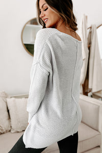 Clean Break V-Neck Knit Sweater (Ice Blue) - NanaMacs