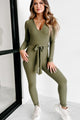 Don't Worry About Me Ribbed Jumpsuit (Olive) - NanaMacs