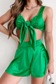 Green With Envy Tie-Front Two-Piece Shorts Set (Kelly Green) - NanaMacs
