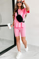 Just Rolling With It Two Piece Biker Short Set (Pink) - NanaMacs