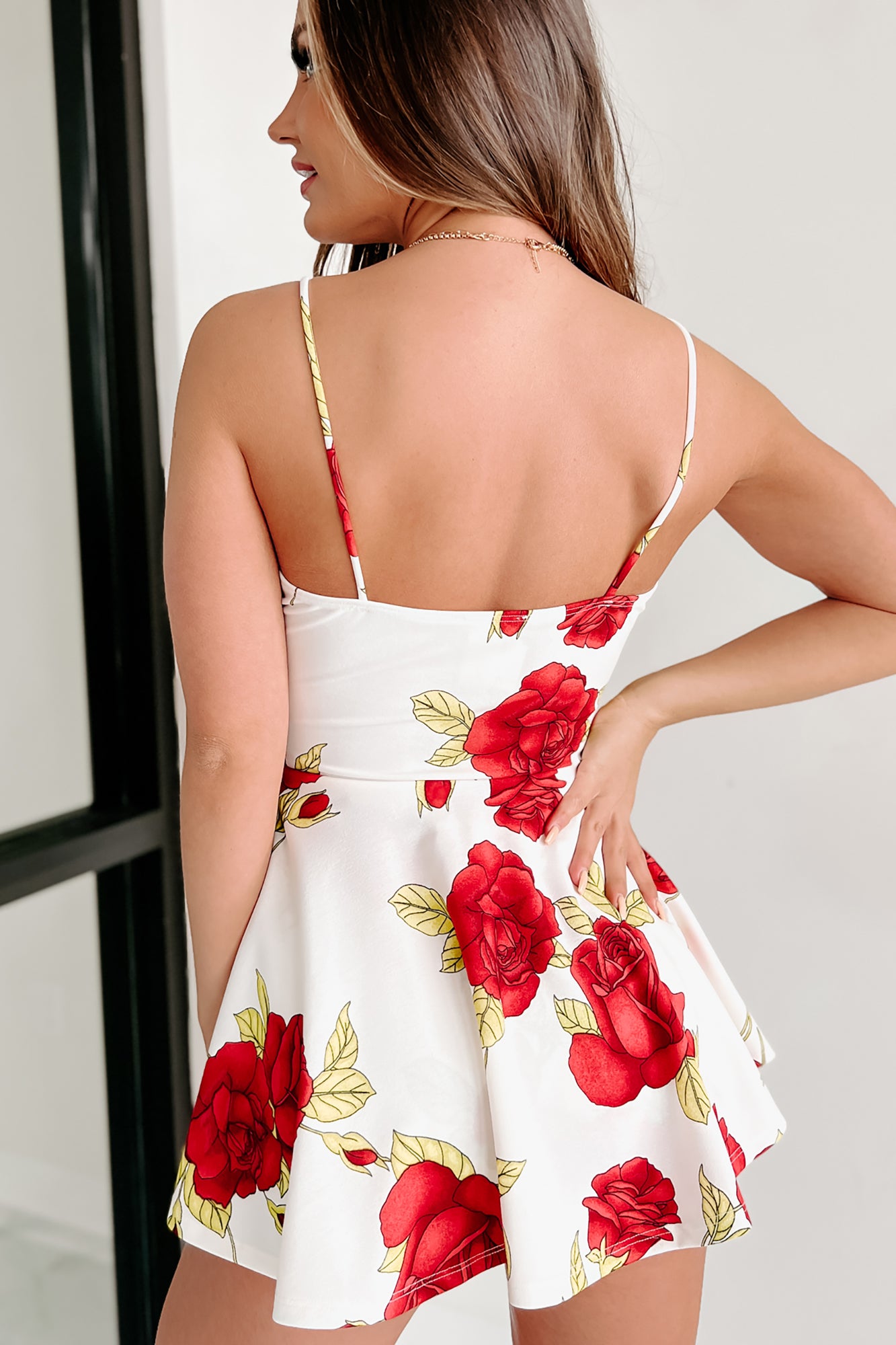 Greatest Love Story Shorts Lined Floral Mini Dress (White) - NanaMacs
