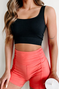 Aiming For Comfort Waffle Crop Tank (Black) - NanaMacs