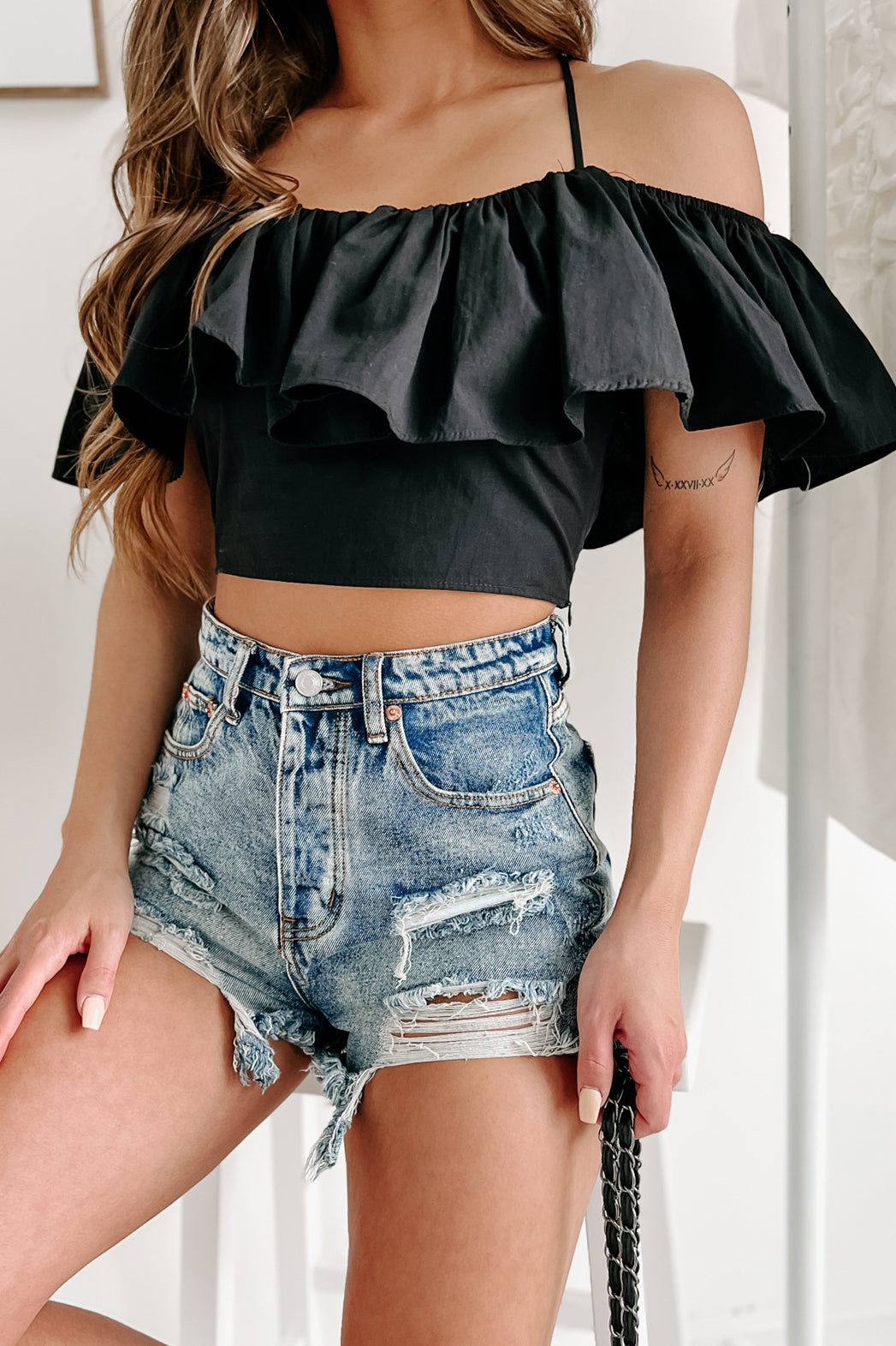 Eyes On The Prize Cold Shoulder Top Black